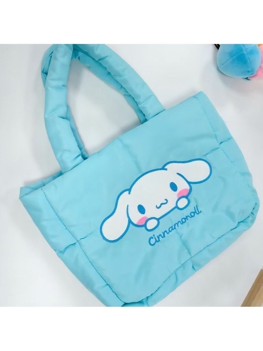 Light Blue Embroidered Cinnamoroll Puffy Purse/Tote Bag